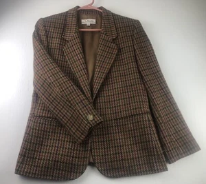 Blazer vintage Talbots Petite misto lana spina di pesce multicolore taglia 4P made USA - Foto 1 di 9