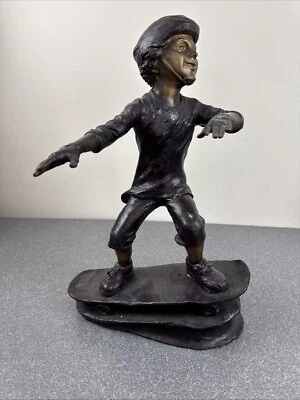 Estatua de bronce grande escultura de skater JR Sport Art Deco Skate Regis Galería Foto 1 de 4