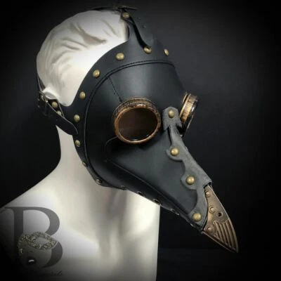 New Plague Doctor Bird Masquerade Mask Black with Gold Details - Image 1 of 4