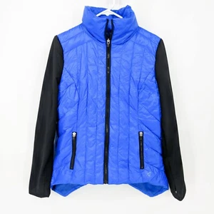Chaqueta acolchada Betsy Johnson Performance cremallera completa azul negra para mujer talla M - Imagen 1 de 6