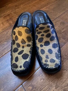 Stuart Weitzman size 9 Slide On Mules Fur Animal Print SPAIN - Picture 1 of 8