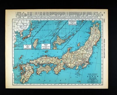 Mapa McNally 1937 Japón Tokio Corea Seúl Kioto Okinawa Nagoya Nagasaki Hiroshima Foto 1 de 4
