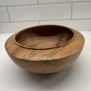Schöne hölzerne wurmige Ambrosia Ahornschüssel signiert vom Künstler 5 3⁄4"" x 2 1/8"" tief - Bild 1 von 14