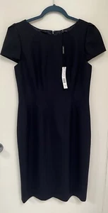 Vestido Elie Tahari Manga Corta Lolly Vestido Vaina Lana Virgen Azul Marino Nuevo con Etiquetas $298 Talla 8 - Imagen 1 de 9