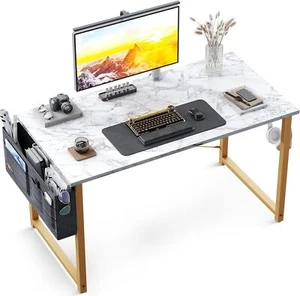 40 inch Home Writing Study Computer Desk Modern Office PC Table White Marble Top - Picture 1 of 6