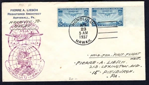 FFC FAM 14 - F14-11D - Copertina primo volo da Honolulu a Macao 23 aprile 1937 - Foto 1 di 2