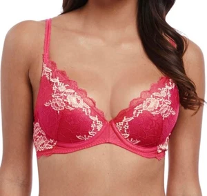 Wacoal Lace Perfection Bra Honeysuckle Pink Size 36DD Padded Push Up 135003 New - Picture 1 of 12