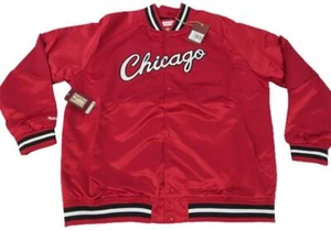 New Chicago Bulls Mens Size 3XL Mitchell & Ness Red Light Satin Snap Jacket $125 - Picture 1 of 9