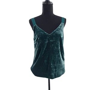 J. Crew Emerald Green Velvet V neck Tank Sleeveless Top Size Extra Small - Picture 1 of 7