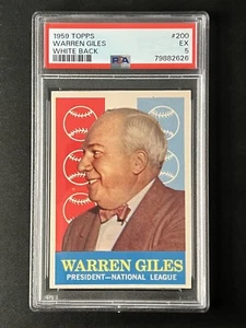 1959 Topps Warren Giles White Back #200 PSA 5 Hall Of Famer - Picture 1 of 2