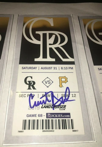 Pittsburgh Pirates v Rockies Ticket Stub - 8/31/19 - Clint Hurdle Auto Autograph Cover