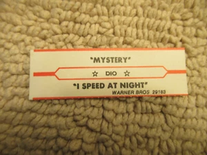  1 JUKEBOX TITLE STRIPS dio MYSTERY/ I SLEEP AT NIGHT WARNER BROS  45  - Bild 1 von 1