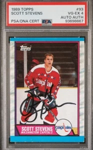 1989-90 Topps Scott Stevens Signed Card Auto PSA VG #93 Washington Capitals - Picture 1 of 2