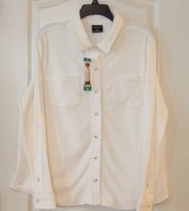 32 Degrees Brushed Fleece Long Slv Buttton Front Shirt White Women's Sz XL NWT - Picture 1 of 2