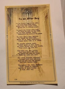 TO AN ALTER BOY VINTAGE 1952 DEVOTIONAL PRAYER CARD - Picture 1 of 1