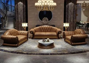 Chesterfield Sofa Couch Polster Couch 3er Couchen Polster Leder Neu Dreisitzer - Bild 1 von 7