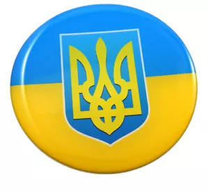 Ukraine Ukrainian Trident tryzub flag Round domed decal emblem Car bike 2.44" - Foto 1 di 2