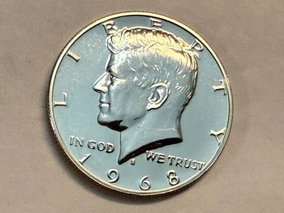 Medio dólar Kennedy 1968-S plata a prueba. Moneda exacta mostrada. #a14 Foto 1 de 4