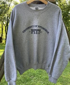Felpa girocollo vintage Russell University of Pittsburgh PITT XL ricamata - Foto 1 di 8