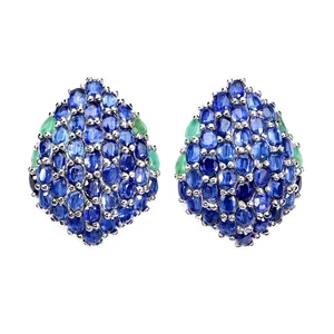 925 Sterling Silver Earrings Oval Kyanite 4x3mm Emerald Gemstone Jewelry - Picture 1 of 13