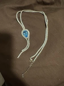 16" Encrusted Baby Blue Topaz Necklace Elegant Never Worn - Picture 1 of 4