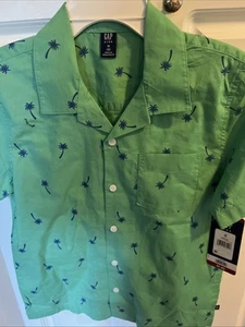 Gap Kids Palm Tree Aloha Hawaiian Button Down Cabana Boys Shirt M (8) - NEW! - Picture 1 of 5