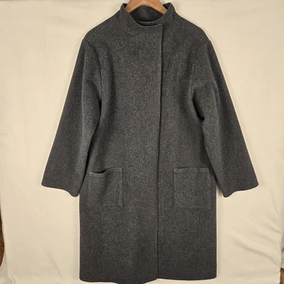 Abrigo Largo Eileen Fisher Gris Carbón 100% Lana Minimalista Hecho en EE. UU. Para Mujer Grande Foto 1 de 4