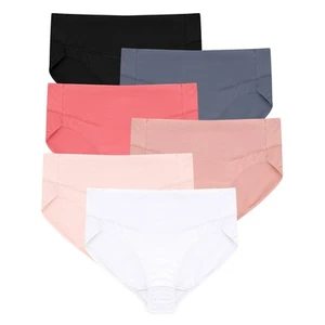 Hanes Women's Microfiber Smoothing Hi-Cut Underwear, 6-Pack - Picture 1 of 6
