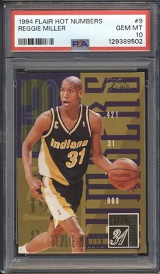 Baloncesto Flair Hot Numbers 1994 Reggie Miller #9 PSA 10 Pacers Gemmt Hof Pop 2 Foto 1 de 2