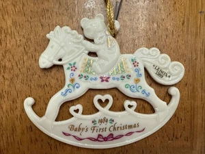 Vtg Lenox 1989 Baby's First Christmas Rocking Horse Christmas Ornament (No Box) - Picture 1 of 5