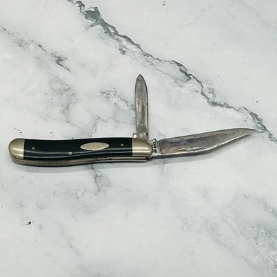 Cuchillo de bolsillo vintage Case XX 2220 compuesto negro 2 hojas cacahuete 1970-1979 Foto 1 de 4