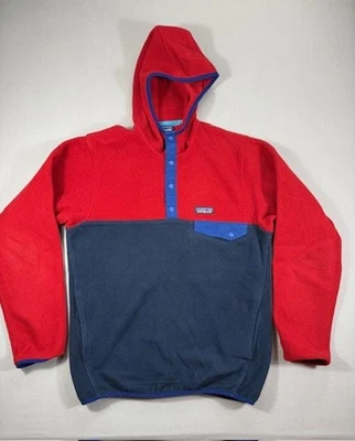 Pullover Patagonia Para Hombres Mediano Rojo Gris Synchilla Snap-T Polar Sudadera con Capucha Foto 1 de 4