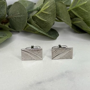 Vintage Anson Sterlingsilber Stern Design geätzt Manschettenknöpfe - Bild 1 von 8