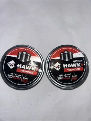 (2) Tins Hawki Thunder Hi6025EX .177 / 4.5 mm 13.43 gr / 0.87 g 800 Total - Image 1 of 3
