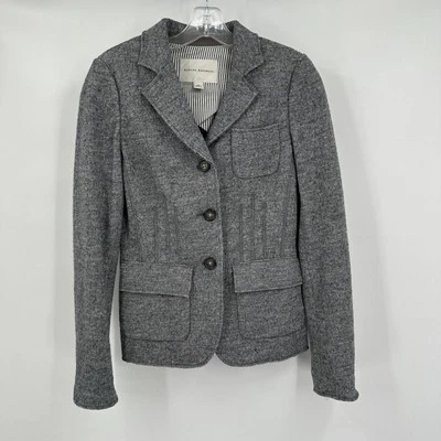 Blazer Banana Republic Mujer Talla 0 Gris Mezcla de Lana Chaqueta Preppy Academia Foto 1 de 4