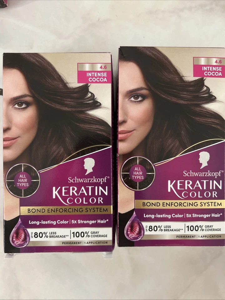 2 Schwarzkopf Keratina 4.6 Color de Cacao Intenso Marrón Cobertura 100% Gris Foto 1 de 1