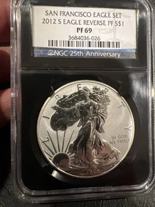 2012-S Reverse Proof American Silver Eagle 1 oz Coin NGC PF69 25th Anniversary - Picture 1 of 12
