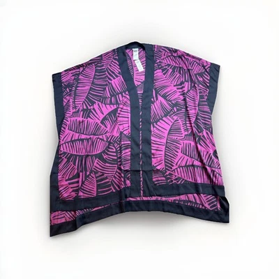 全新 Chicos Travelers 和服夹克 Hi-Lo 花卉印花粉色桑树尺寸 L/XL — 第 1/4 张图片