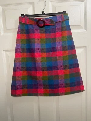 Vintage Prestige Of Boston Multicolor Plaid Skirt with Belt - Image 1 of 4
