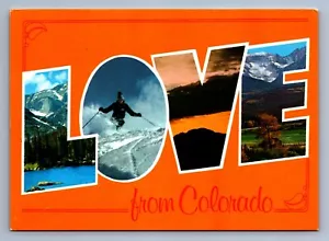 Postcard Vtg Colorado LOVE From CO Large Letter Skiing Nature 4x6 - Picture 1 of 2