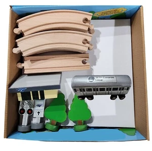 Juego de tren de madera de 16 piezas compatible con las principales marcas vía y más tren metro L - Imagen 1 de 3