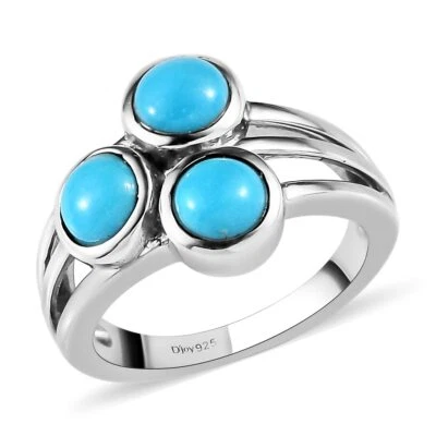 ¡¡DULCE!! Anillo Turquesa Bella Durmiente Natural 1.50ctw Platino Talla 5 Foto 1 de 4