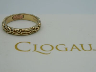 Welsh Clogau 9ct Yellow Gold 4mm Annwyl Celtic Channel Ring RRP £590.00 size P - image 1 of 4