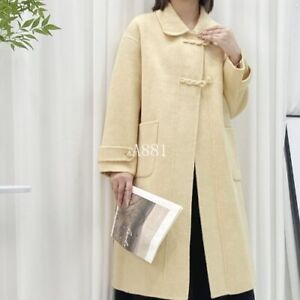 Chinese Style Double-sided Wool Coat Women's Long Dropped-sleeve Warm Jacket Sz