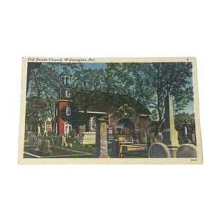 Postal Antigua Iglesia Sueca Cementerio Wilmington Delaware De Colección c1955 A273 - Imagen 1 de 2
