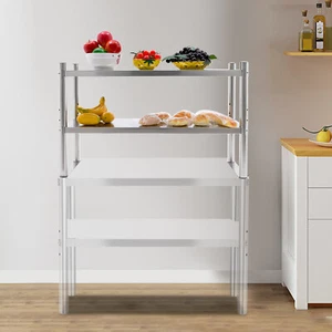 Estantería de almacenamiento ajustable de 2 niveles de acero inoxidable estantería de alta resistencia - Imagen 1 de 18