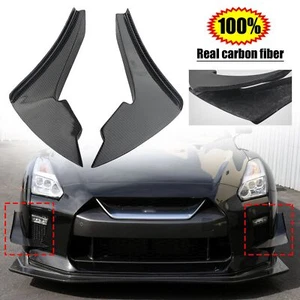 1 Pair Real Carbon Fiber Front Bumper Side Canards For Nissan R35 GT-R 2017-2020 - Foto 1 di 10