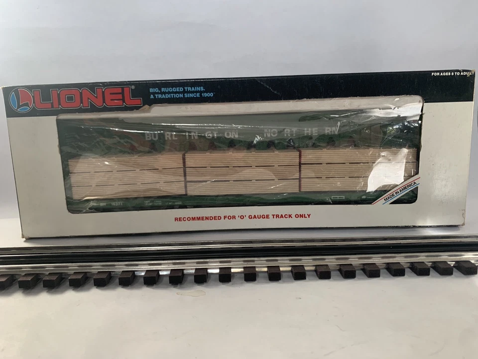 Lionel Train 6-16371 Burlington I Beam Flatcar Wood Load R29 PA