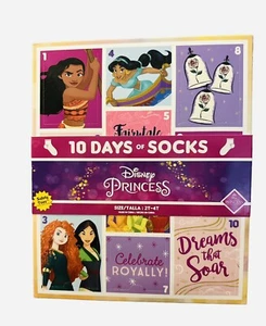DISNEY PRINCESS 10 Días de Calcetines Caja de Regalo Niños Pequeños 2T 3T 4T - 10 Pares Nuevo - Imagen 1 de 3