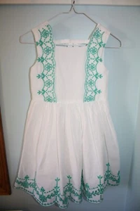Janie and Jack Size 4 PALMS VILLA White Green Floral Eyelet Lined Dress EUC - Picture 1 of 5